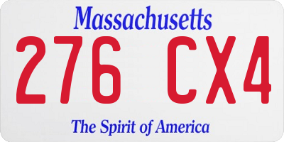 MA license plate 276CX4