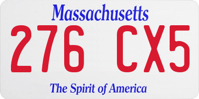MA license plate 276CX5