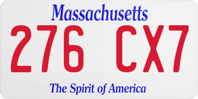 MA license plate 276CX7