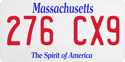 MA license plate 276CX9