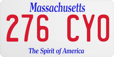 MA license plate 276CY0