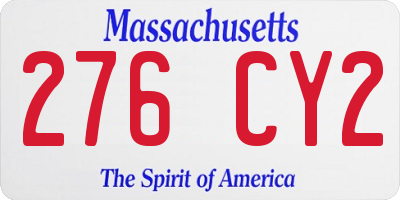 MA license plate 276CY2