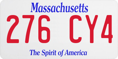 MA license plate 276CY4