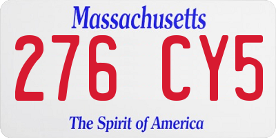 MA license plate 276CY5