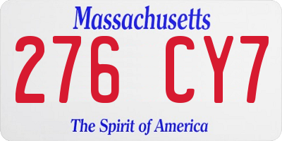 MA license plate 276CY7