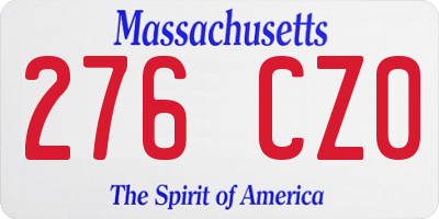 MA license plate 276CZ0