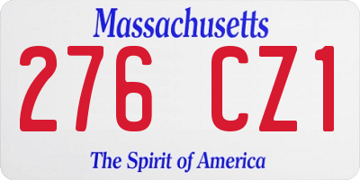 MA license plate 276CZ1