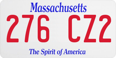 MA license plate 276CZ2