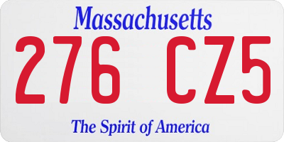 MA license plate 276CZ5