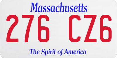 MA license plate 276CZ6