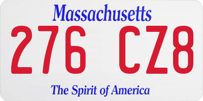 MA license plate 276CZ8