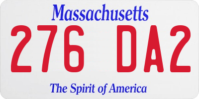 MA license plate 276DA2