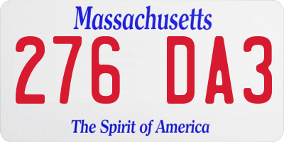 MA license plate 276DA3