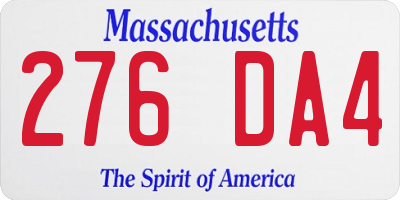 MA license plate 276DA4