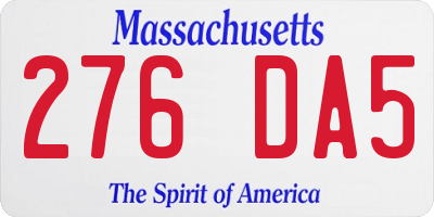 MA license plate 276DA5