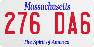 MA license plate 276DA6