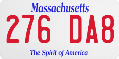 MA license plate 276DA8