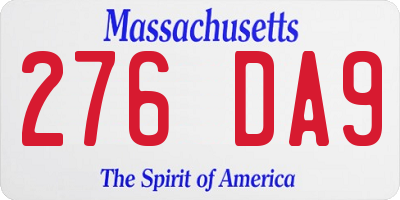 MA license plate 276DA9