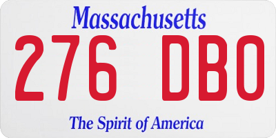 MA license plate 276DB0