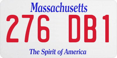MA license plate 276DB1