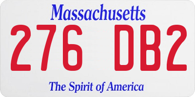MA license plate 276DB2