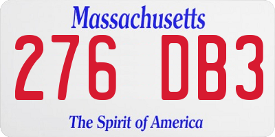 MA license plate 276DB3