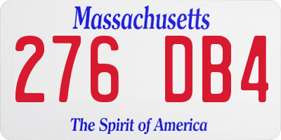 MA license plate 276DB4