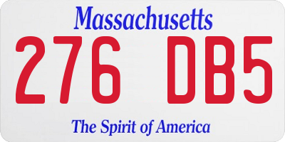 MA license plate 276DB5