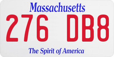 MA license plate 276DB8