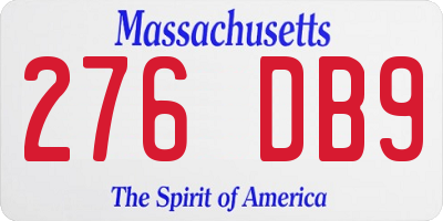 MA license plate 276DB9