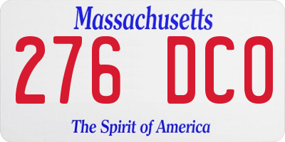 MA license plate 276DC0