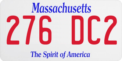 MA license plate 276DC2