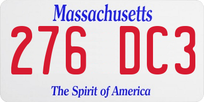 MA license plate 276DC3