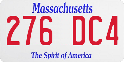 MA license plate 276DC4