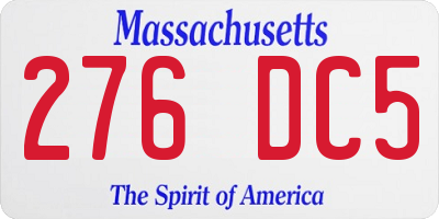 MA license plate 276DC5