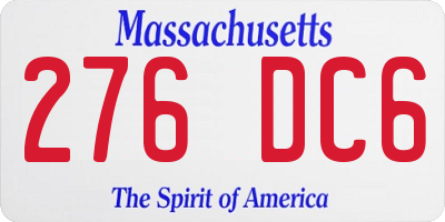 MA license plate 276DC6