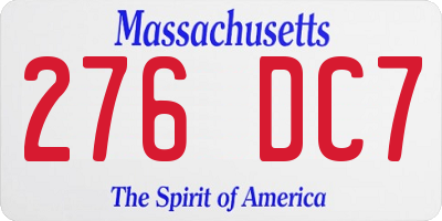 MA license plate 276DC7