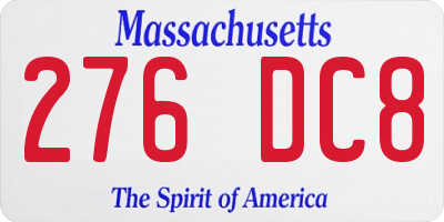 MA license plate 276DC8