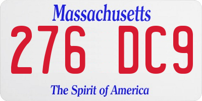 MA license plate 276DC9
