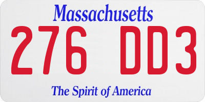 MA license plate 276DD3