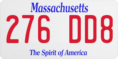 MA license plate 276DD8