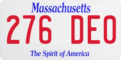 MA license plate 276DE0