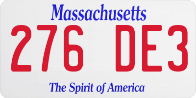 MA license plate 276DE3