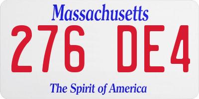 MA license plate 276DE4