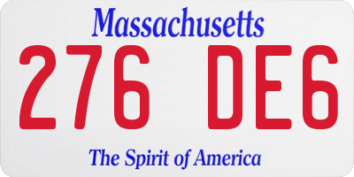 MA license plate 276DE6