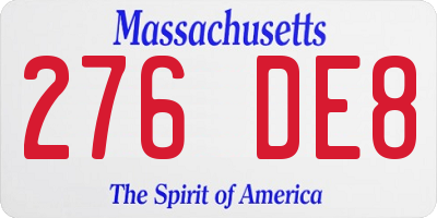 MA license plate 276DE8