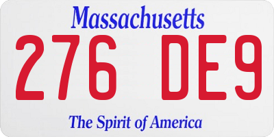 MA license plate 276DE9