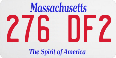 MA license plate 276DF2