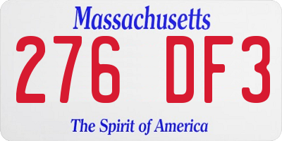 MA license plate 276DF3