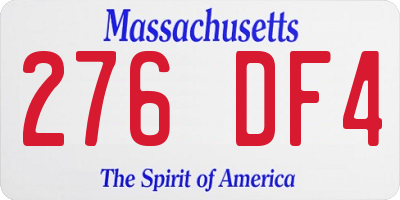 MA license plate 276DF4